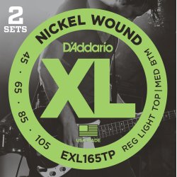 D'Addario Fretted EXL165TP Nickel Wound 045 - 105 (Twin-Pak) elektrisk bas strengest