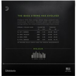D'Addario Fretted NYXL45105 NYXL Long Scale 045 - 105 elektrisk bas strengest