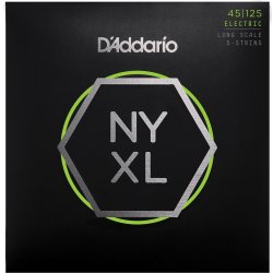 D'Addario Fretted NYXL45125 Nickel Wound Light Top/Med. 045-125 (5-strenge) elektrisk bas strenge 