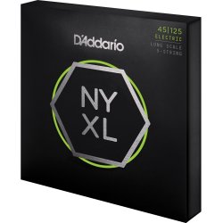 D'Addario Fretted NYXL45125 Nickel Wound Light Top/Med. 045-125 (5-strenge) elektrisk bas strenge 