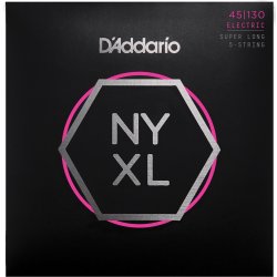 D'Addario Fretted NYXL45130SL Nickel Wound 045-130 (5-strengeSuper Long) elektrisk bas strengest