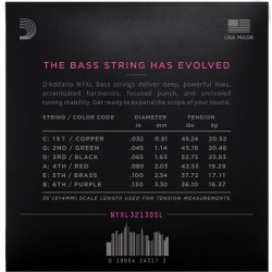 D'Addario Fretted NYXL32130SL Nickel Wound Reg.Light 032-130 (6-str.Super Long) elekrisk bas strenge
