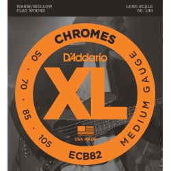 D'Addario Fretted ECB82 Flat Wound Chromes Medium 050 - 105 elektrisk bas strengest