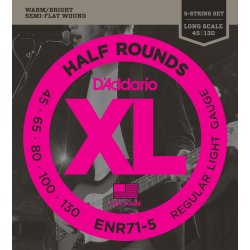 D'Addario Fretted ENR71-5 Nickel Half Rounds 045 - 130 (5-strenge) elektrisk bas strengst
