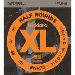 D'Addario Fretted ENR72 Nickel Half Rounds Medium 050 - 105 eletrisk bas strengest