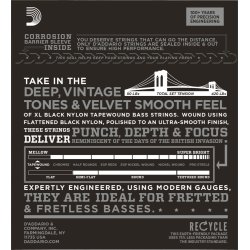 D'Addario Fretted ETB92M Tapewound 050 - 105 (Medium Scale) elektrisk bas strengest
