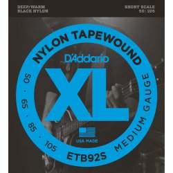 D'Addario Fretted ETB92S Nylon Tapewound 050 - 105 (Short Scale) elektrisk bas strengest