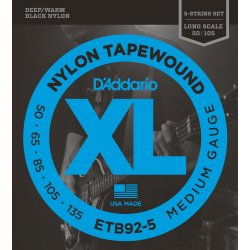 D'Addario Fretted ETB92-5 Tapewound 050 - 135 (5-strenge) elektrisk bas strengest