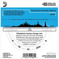 D'Addario Fretted EJ60 Nickel Light 009 - 020 (5-strenge) banjo strengest