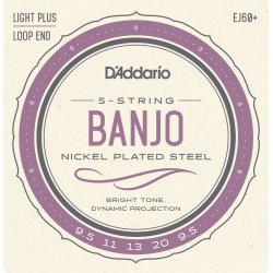 D'Addario Fretted EJ60+ Nickel Light Plus 0095 - 020 (5-strenge) banjo strengest