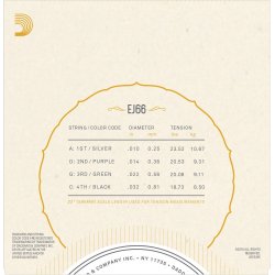 D'Addario Fretted EJ66 80/20 Bronze 010-032 tenor guitar strengest