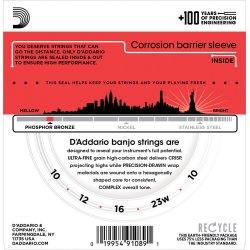 D'Addario Fretted EJ55 Phosphor Bronze Medium 010-023 (5-strenge) banjo strengest