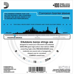 D'Addario Fretted EJ69 Phosphor Bronze Light 009-020 (5-strenge) banjo strengest