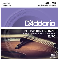 D'Addario Fretted EJ70 Phosphor Bronze Ball End 011 - 038 mandolin strengest