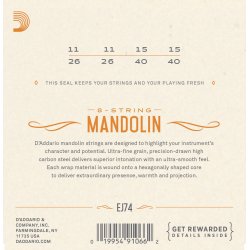 D'Addario Fretted EJ74 Phosphor Bronze Medium 011 - 040 mandolin strengest