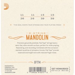 D'Addario Fretted EFT74 Flatwound Phosphor Bronze Medium 011-039 mandolin strengest