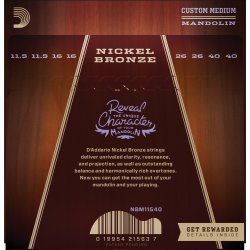 D'Addario Fretted NBM11540 Nickel Bronze Custom Medium 0115-040 mandolin strengest