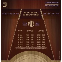 D'Addario Fretted NBM11540 Nickel Bronze Custom Medium 0115-040 mandolin strengest
