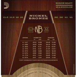 D'Addario Fretted NBM11541 Nickel Bronze Medium/Heavy 0115-041 mandolin strengest