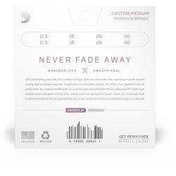 D'Addario Fretted XSM11540 XS Phosphor Bronze Custom Medium 0115-040 mandolin strengest