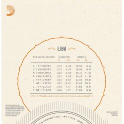 D'Addario Fretted EJ80 Phosphor Bronze 012-0 oktavmandolin strengest