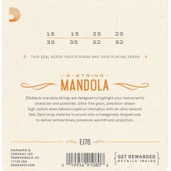 D'Addario Fretted EJ76 Mandola Phosphor Bronze Medium 015-052 folkeinstrument strengest