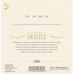 D'Addario Fretted EJ88S Sopran Nyltech ukulele strengest