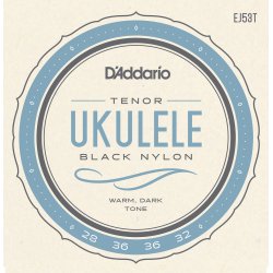 D'Addario Fretted EJ53T Tenor Hawaiian Black Nylon ukulele strengest