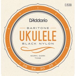D'Addario Fretted EJ53B Baritone Hawaiian Black Nylon ukulele strengest