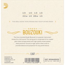D'Addario Fretted EJ97 Bouzouki Greek 010-028 folkeinstrument strengest