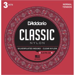 D'Addario Fretted EJ27N-3D Classic Nylon Student Normal Tension Klassisk Guitar Strengest (3-st)