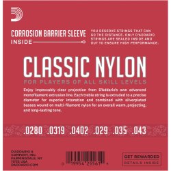 D'Addario Fretted EJ27N-3D Classic Nylon Student Normal Tension Klassisk Guitar Strengest (3-st)