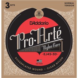 D'Addario Fretted EJ45-3D Pro Art Nylon Normal Tension Klassisk Guitar Strengest (3-st)