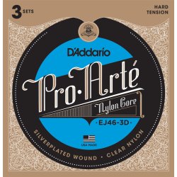 D'Addario Fretted EJ46-3D Pro Art Nylon Hard Tension Klassisk Guitar Strengest (3-st) 