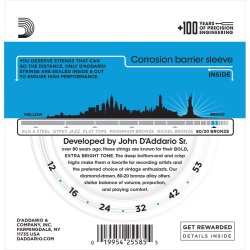 D'Addario Fretted EJ11-3D 80/20 Bronze Regular Light 012-053 Western Guitar Strengest (3-st)