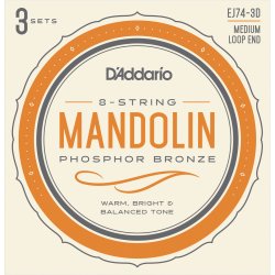 D'Addario Fretted EJ74-3D Phosphor Bronze Medium 011-040 (3-pak) mandolin strengest
