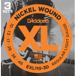 D'Addario Fretted EXL110-3D XL Nickel Wound Regular Light 10-46 Elektrisk Guitar Strengest (3-st)