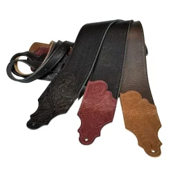 Franklin Strap FSWT-BK-R Tooled Glove Leather 3" L�der m/tooled end tabs Guitarrem/�Skulderrem