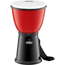 NINO Percussion NINO18R/BK Small ABS Plastik Djembe m/syntetisk skind (�20cm, r�d/sort) inkl. nylon strop