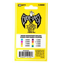 Ernie Ball EB-9195 Everlast Pick 1.5 mm Gul (12 stk) 