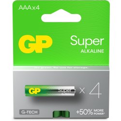 GP Batteries LR03/AAA Super Alkaline G-TECH AAA-Batteri Pakke m/4 x AAA 1,5V batterier 