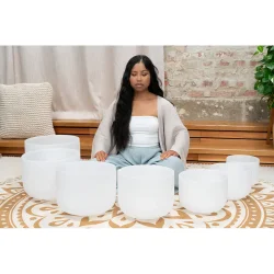 Meinl Sonic Energy CSBSETCHA Hvidfrostede Krystal Syngesk�l 7-delt Chakra S�t ( C, D, E, F, G, A, B) inkl. silikoneringe &amp; k�ller