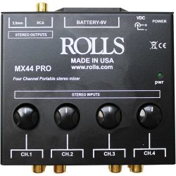 ROLLS MX44 Pro 4-kanals stereomixer - batteridrevet eller DC