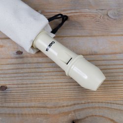 Cascha EH-3908 Sopran Plastik Blokfljte m/tysk greb inkl. stofpose &amp; rengringsstang (elfenben)