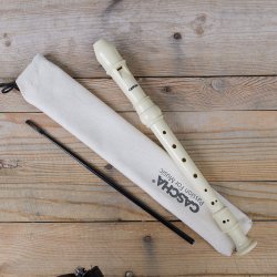 Cascha EH-3908 Sopran Plastik Blokfljte m/tysk greb inkl. stofpose &amp; rengringsstang (elfenben)