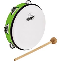 NINO Percussion NINO51GG Jingle Drum Tamburin �20cm m/syntetisk skind (st�bt ABS, gr�sgr�n) inkl. k�lle