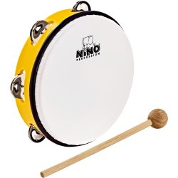 NINO Percussion NINO51Y Jingle Drum Tamburin �20cm m/syntetisk skind (st�bt ABS, gul) inkl. k�lle