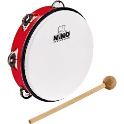 NINO Percussion NINO51R Jingle Drum Tamburin �20cm m/syntetisk skind (st�bt ABS, r�d) inkl. k�lle