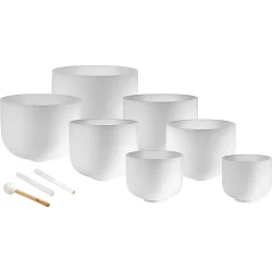 Meinl Sonic Energy CSBSETCHA Hvidfrostede Krystal Syngesk�l 7-delt Chakra S�t ( C, D, E, F, G, A, B) inkl. silikoneringe &amp; k�ller