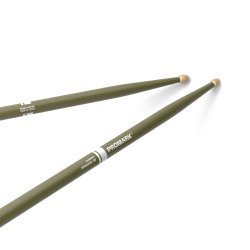 Promark RBH595AW-GREEN Rebound 5B Painted Hickory Acorn Wood Tip Trommestikker (Army Green)